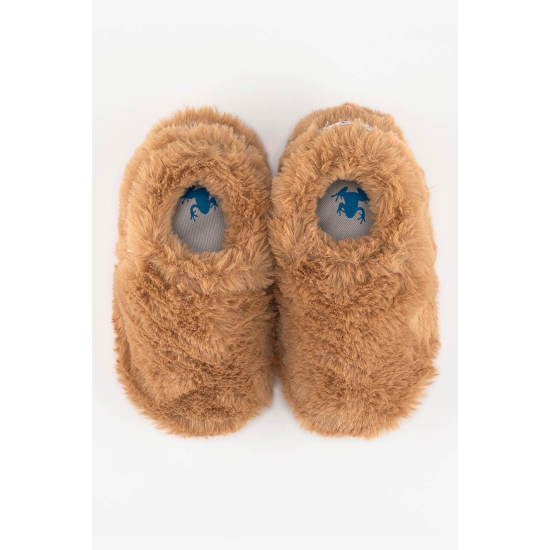 TEST ÜRÜN  - Hopfrög Kids - Furry Furry Kestane Kahverengi Kürk Barefoot Patik